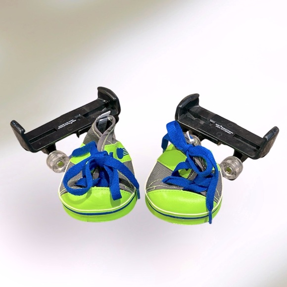 Cute Adjustable Build-A-Bear Black Roller Skates W/Neon Green & Gray Sneakers - Picture 4 of 4